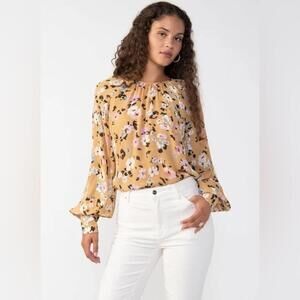 Sanctuary Women's Floral Balloon Sleeve Blouse Cafe Floral, US XS New